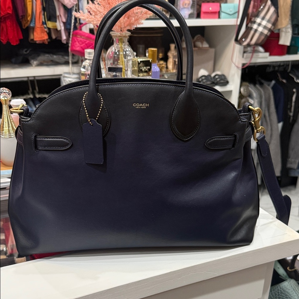 Coach Navy and Black Leather Satchel the 40